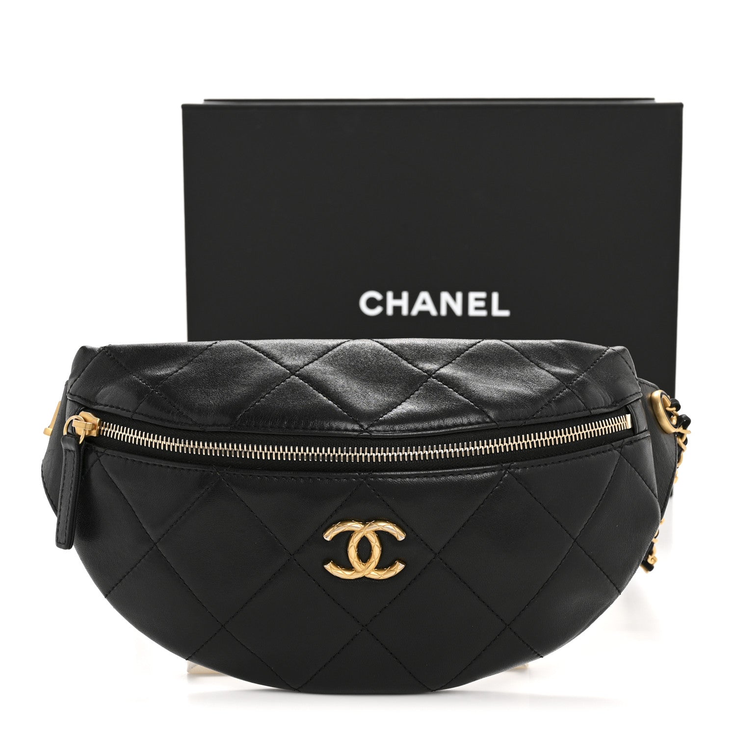 Chanel Lambskin Enamel Quilted Waist Bag Black 13 of 13