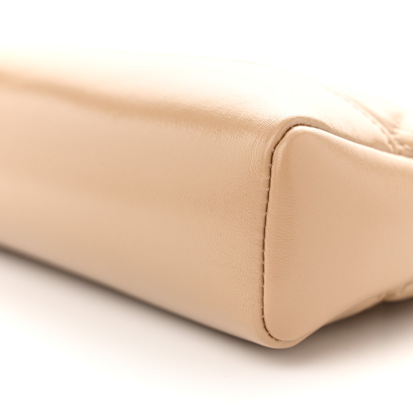 Shiny Crumpled Calfskin Quilted Mini 31 Shopping Bag Dark Beige