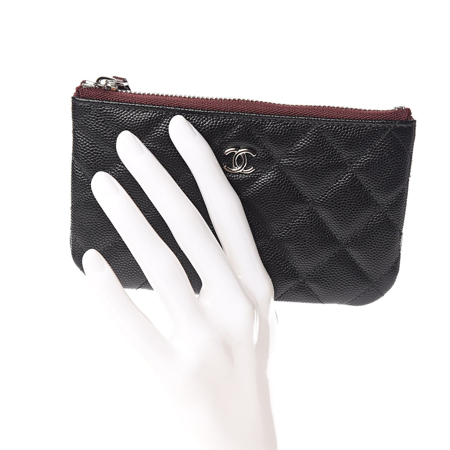 Caviar Quilted Small Cosmetic Case Black
