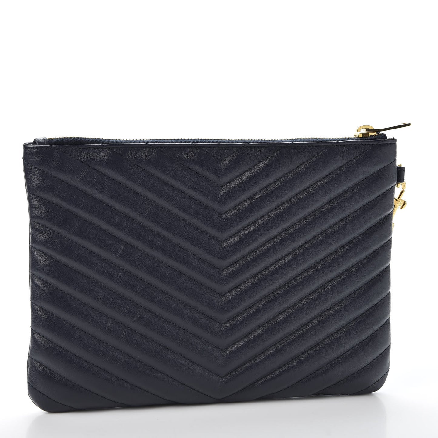 Calfskin Matelasse Chevron Monogram A5 Wristlet Deep Marine
