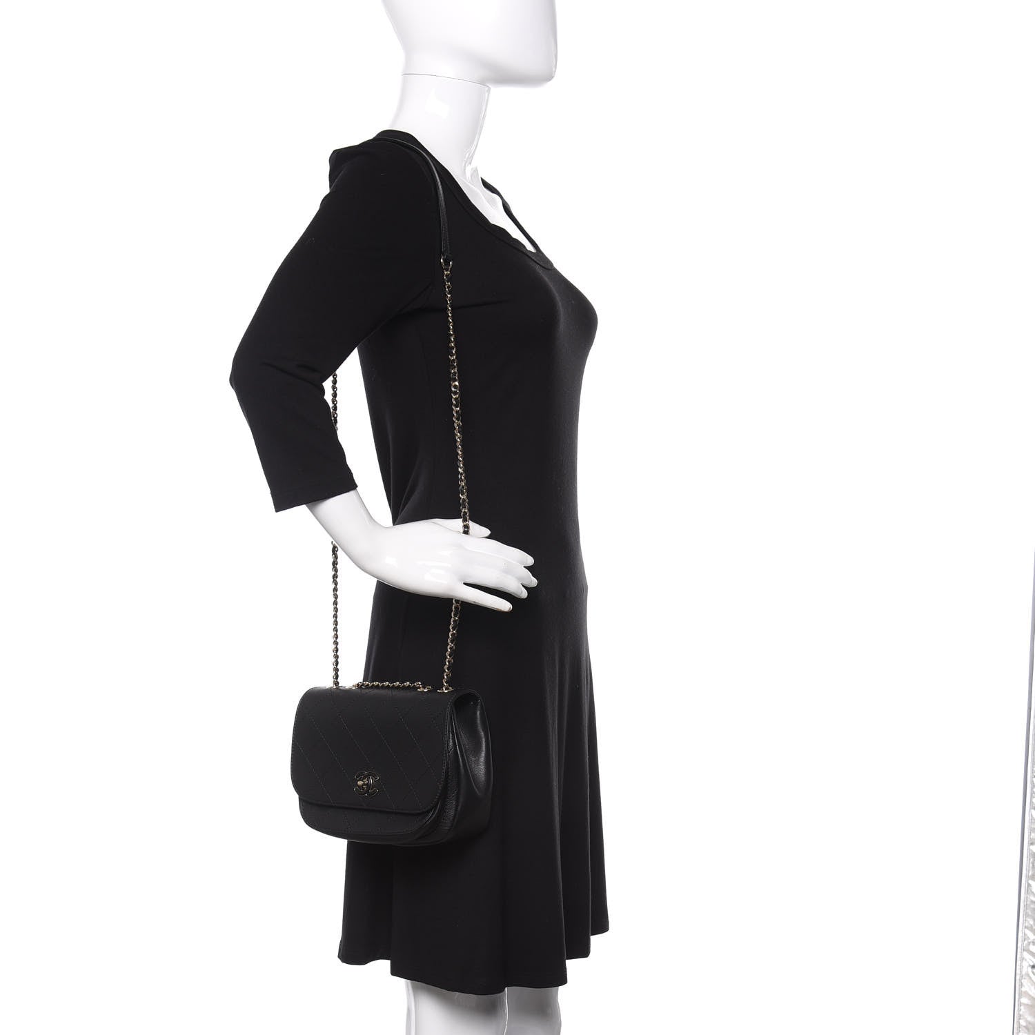 Chanel Calfskin Stitched Small Flap Bag Black 2 of 10