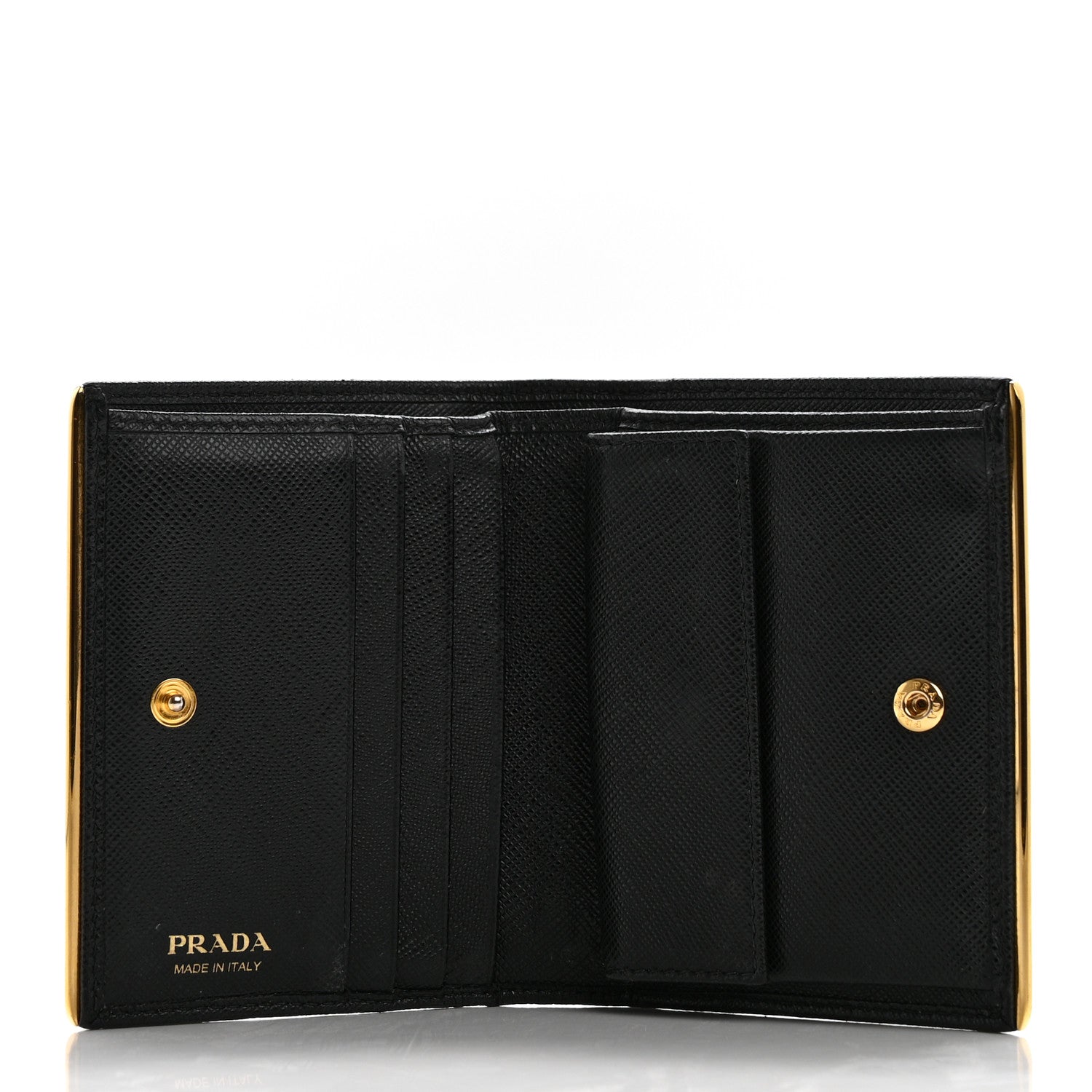 Prada Saffiano Metal Bi-Fold Wallet Black 5 of 9