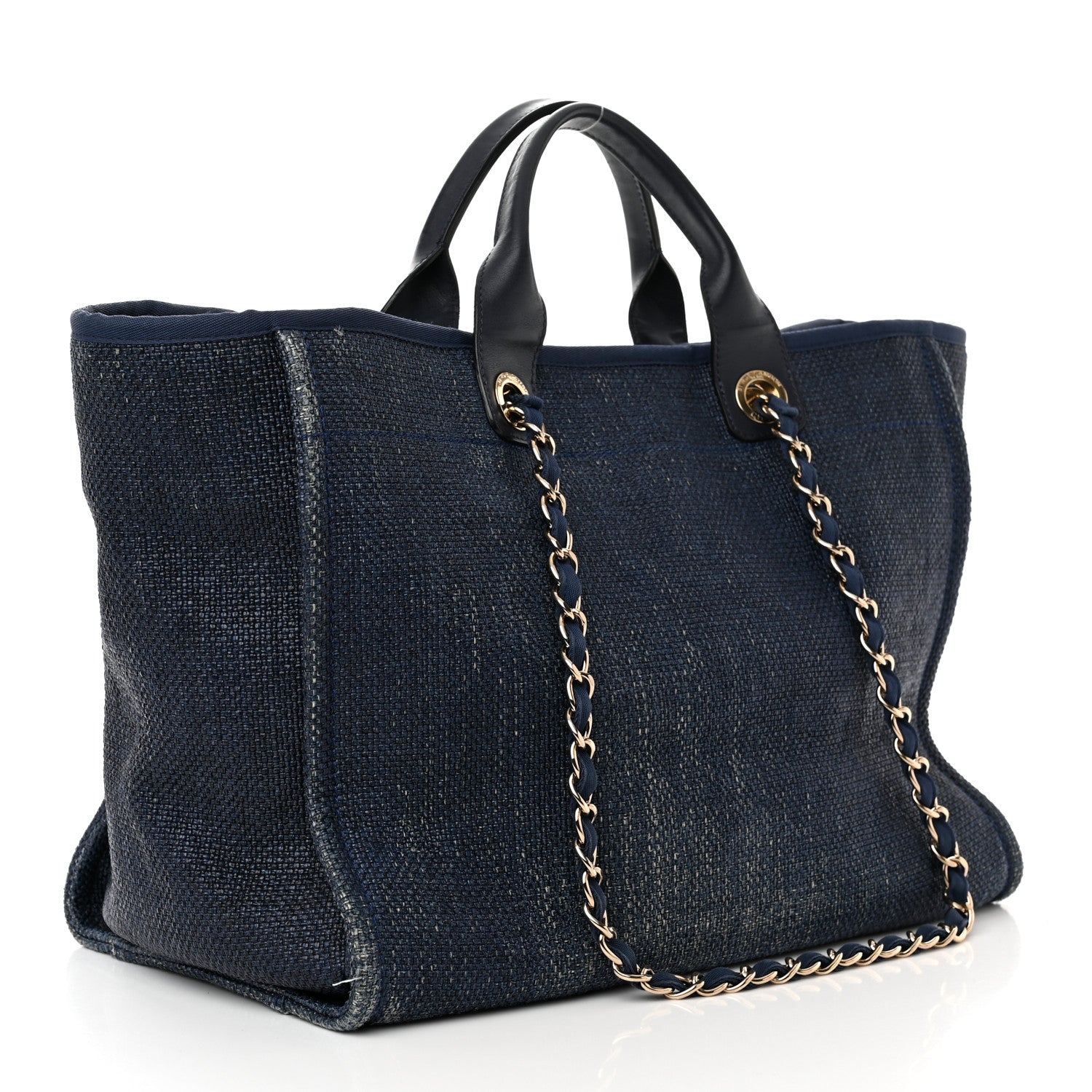 Chanel Woven Straw Large Deauville Tote Blue 3 of 14