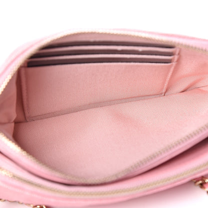 Chanel Iridescent Caviar Quilted Small Clutch With Chain Pink 12 of 13