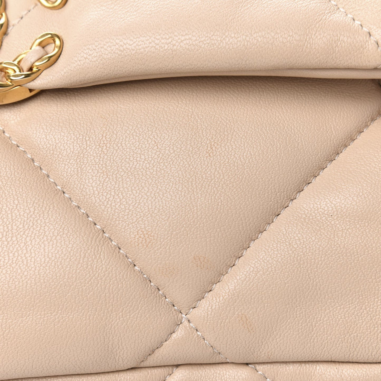 Lambskin Quilted Large 19 Flap Beige