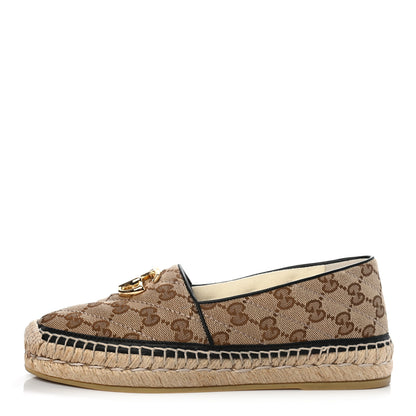 Gucci Monogram Matelasse Diagonal GG Marmont Espadrilles 35 Beige Ebony Black 1 of 9