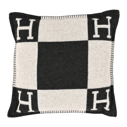 Hermes Wool Cashmere Avalon Pillow PM Ecru Gris Fonce 1 of 3