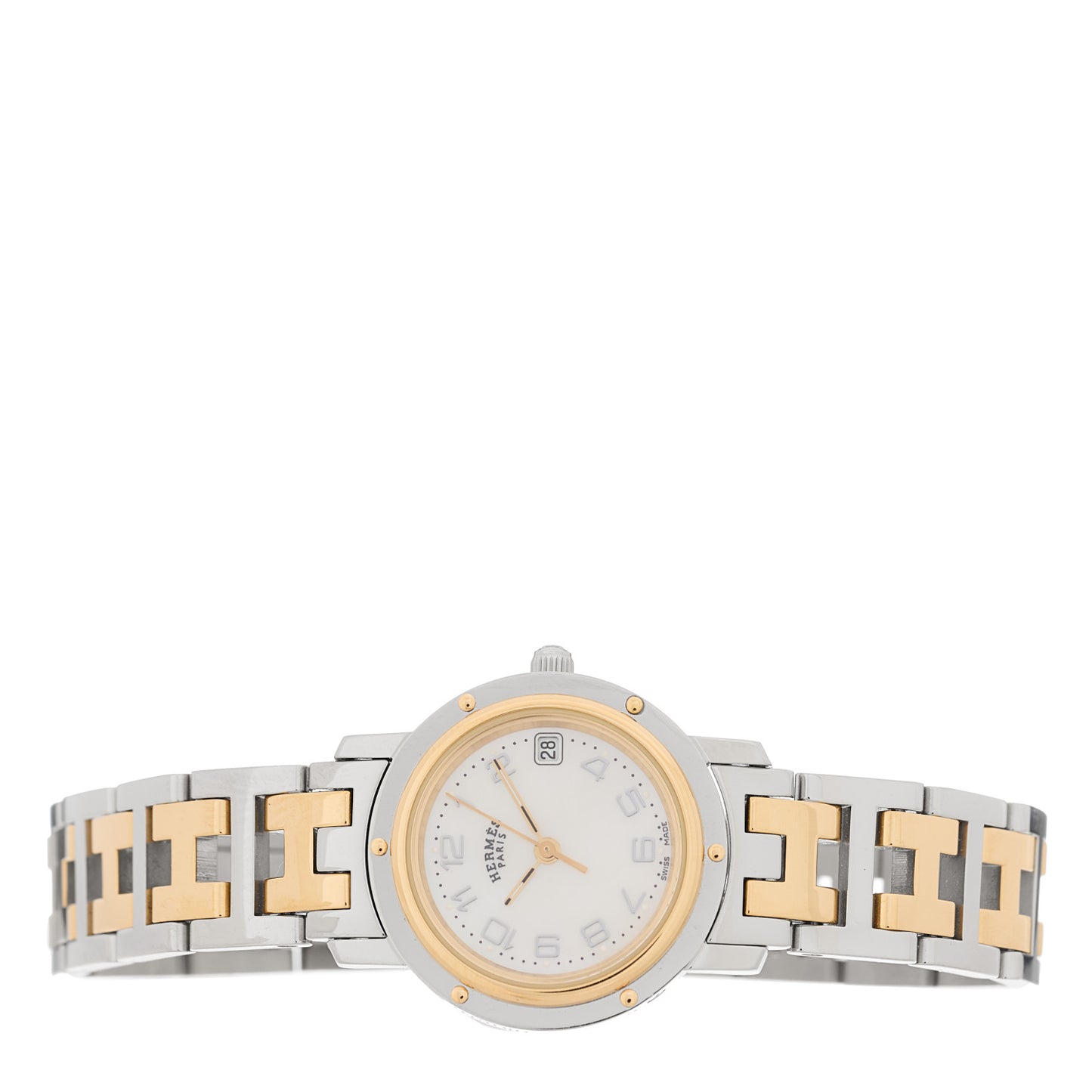 Stainless Steel Mother of Pearl 24mm Clipper Quartz Watch Gold