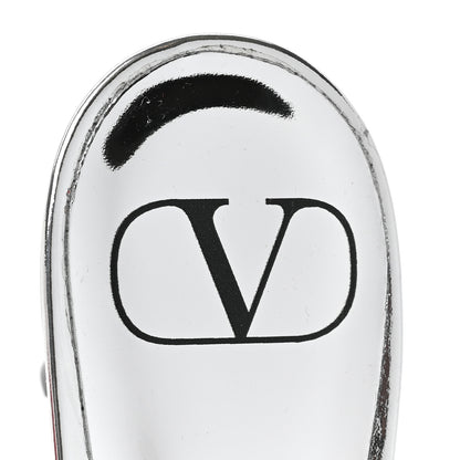 Valentino Garavani Calfskin Monochrome Roman Stud Ankle Strap 80mm Pumps 38 Silver 7 of 10
