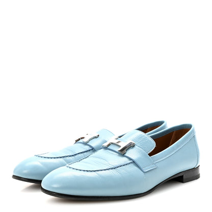 Hermes Goatskin Paris Loafers 38.5 Bleu Dorset 4 of 10