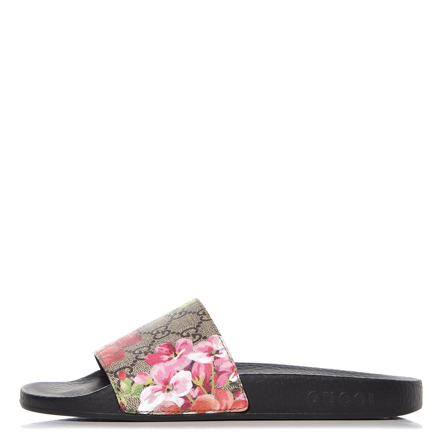 Gucci GG Supreme Monogram Blooms Slide Sandals 38 Beige Multicolor 1 of 9