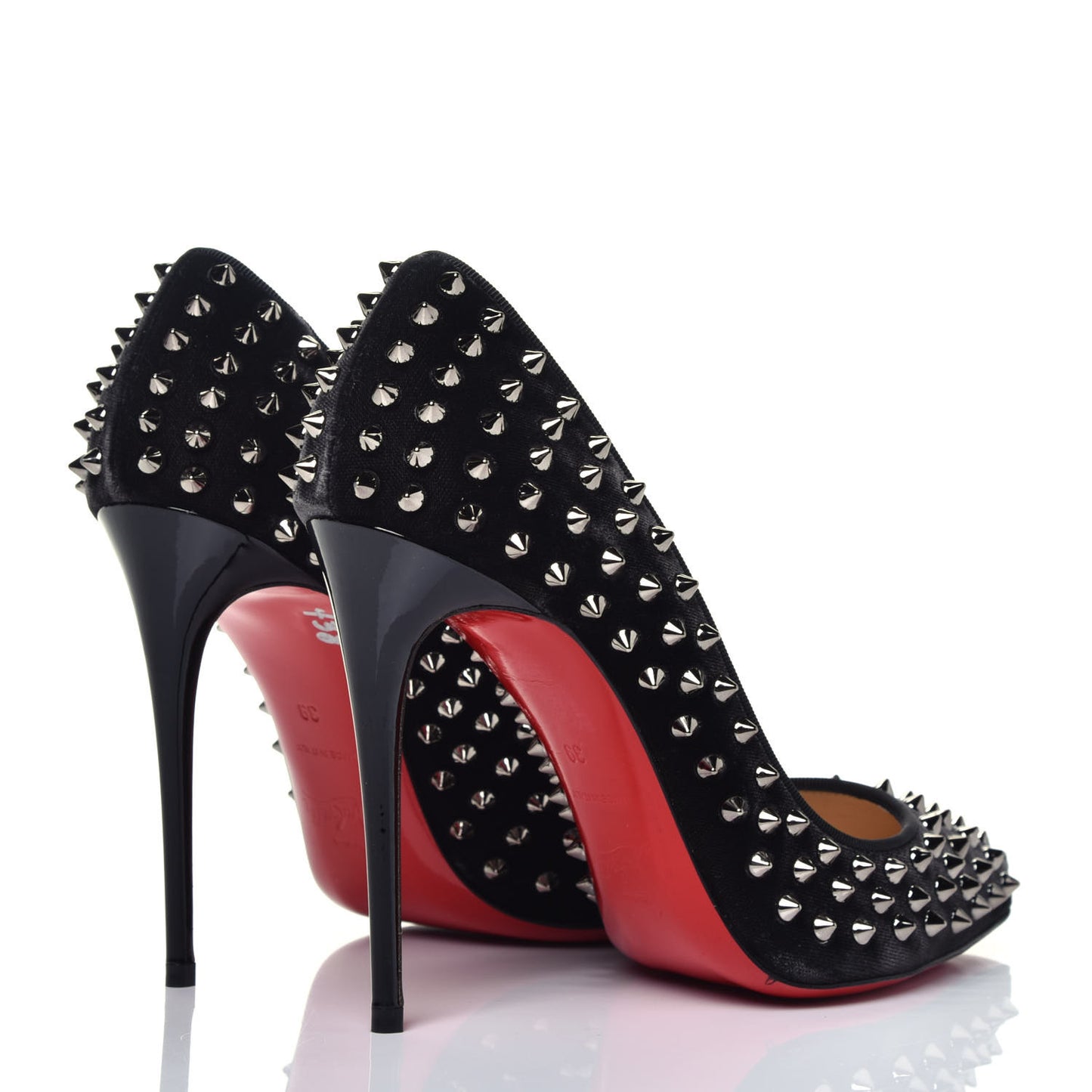 Velvet Patent Follies Spikes 100 Pumps 39 Black
