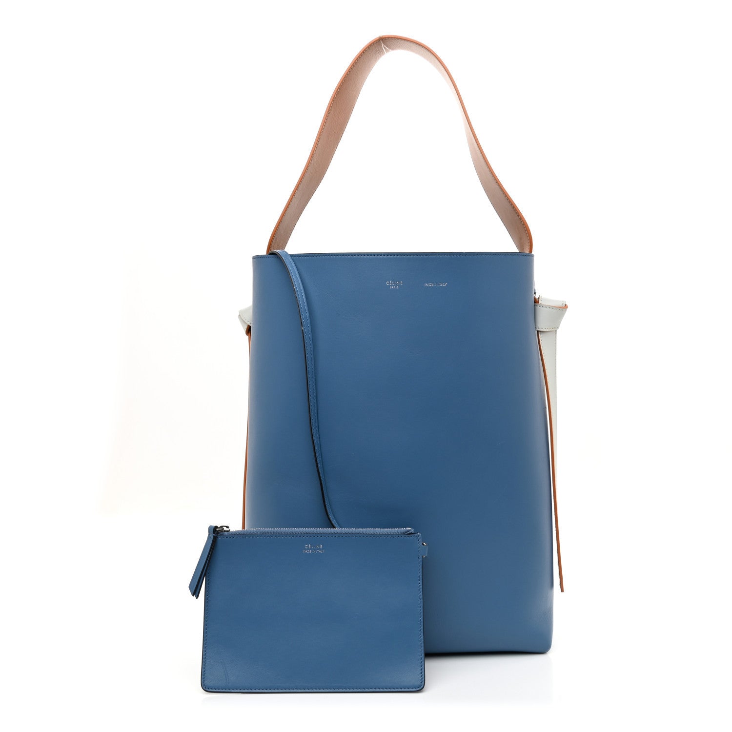 Celine Shiny Smooth Calfskin Small Twisted Cabas Washed Blue Black 1 of 9