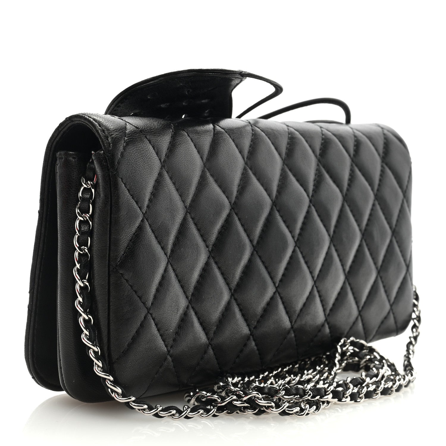 Chanel Lambskin Quilted Butterfly Clutch With Chain Black 3 of 9