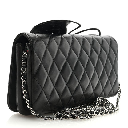Chanel Lambskin Quilted Butterfly Clutch With Chain Black 3 of 9