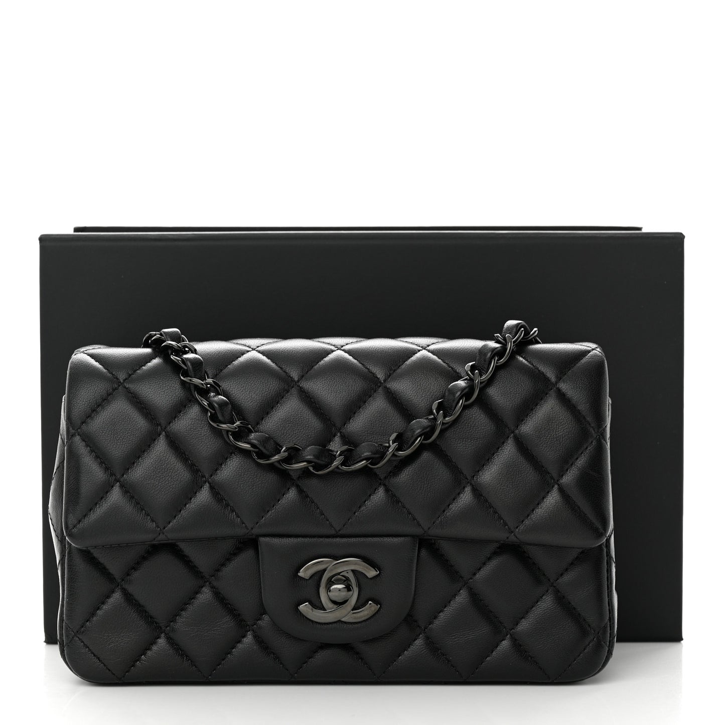 Lambskin Quilted Mini Rectangular Flap So Black