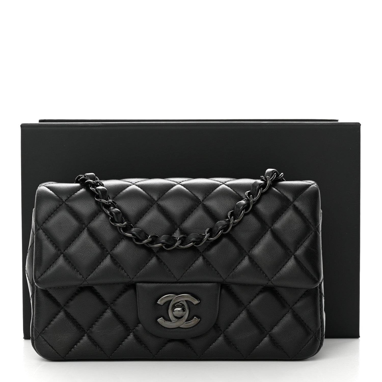 Chanel Lambskin Quilted Mini Rectangular Flap So Black 12 of 12