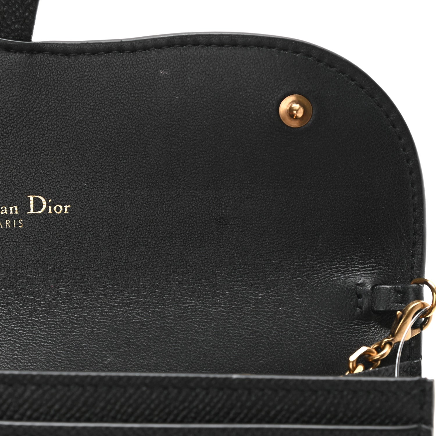 Christian Dior Grained Calfskin Saddle Chain Wallet Pouch Black 12 of 12