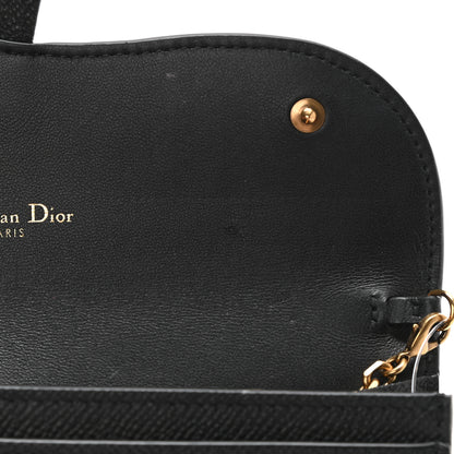 Christian Dior Grained Calfskin Saddle Chain Wallet Pouch Black 12 of 12