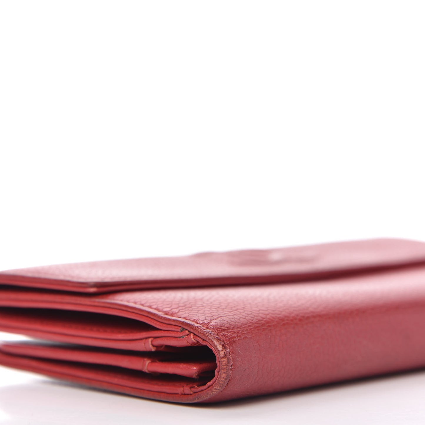 Caviar CC Long Flap French Wallet Red