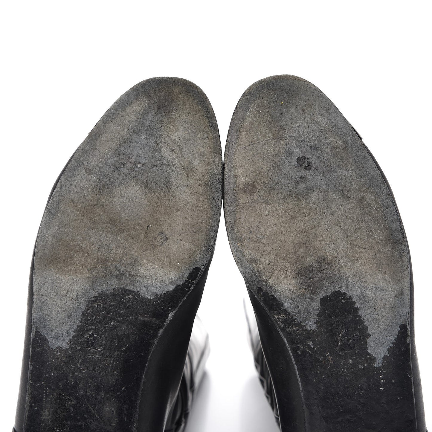 Lambskin Patent Cap Toe CC High Boots 38 Black