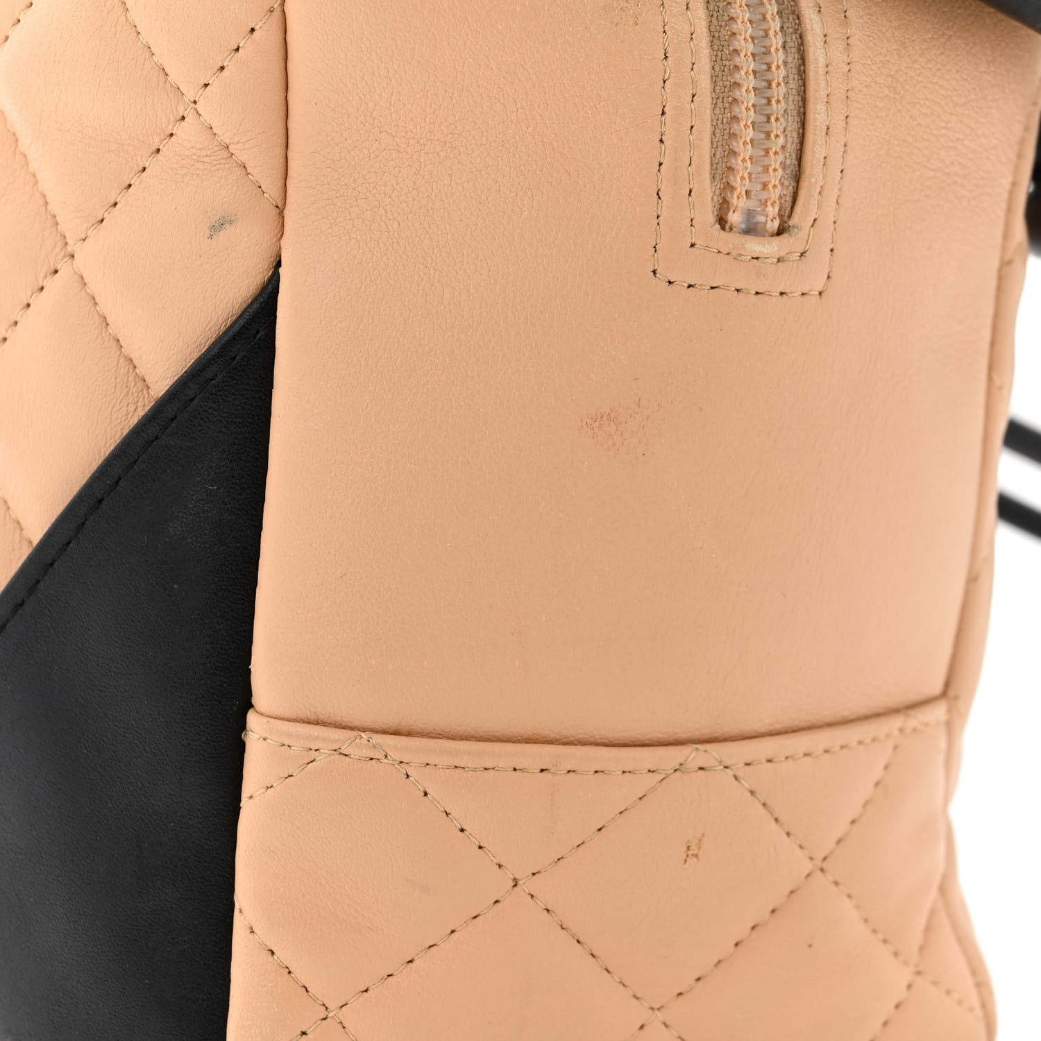 Chanel Calfskin Quilted Large Cambon Bowler Beige Black 15 of 18