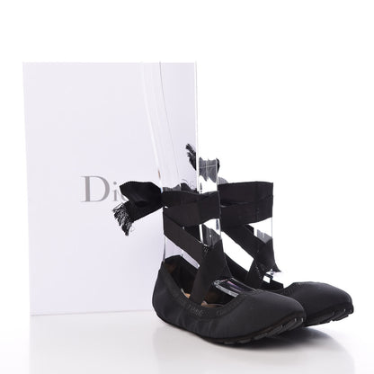 Christian Dior Micro Mesh Academy Lace-Up Ballerina Flats 37.5 Black 9 of 9