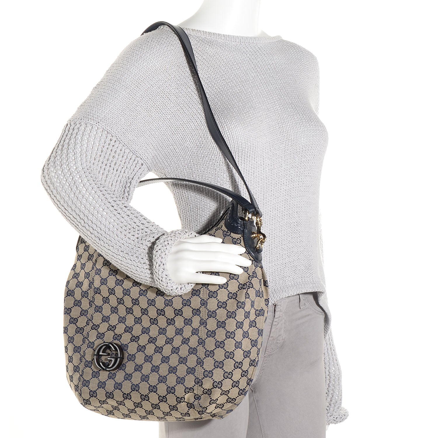 Gucci Monogram GG Brick Lane Hobo Navy 2 of 7