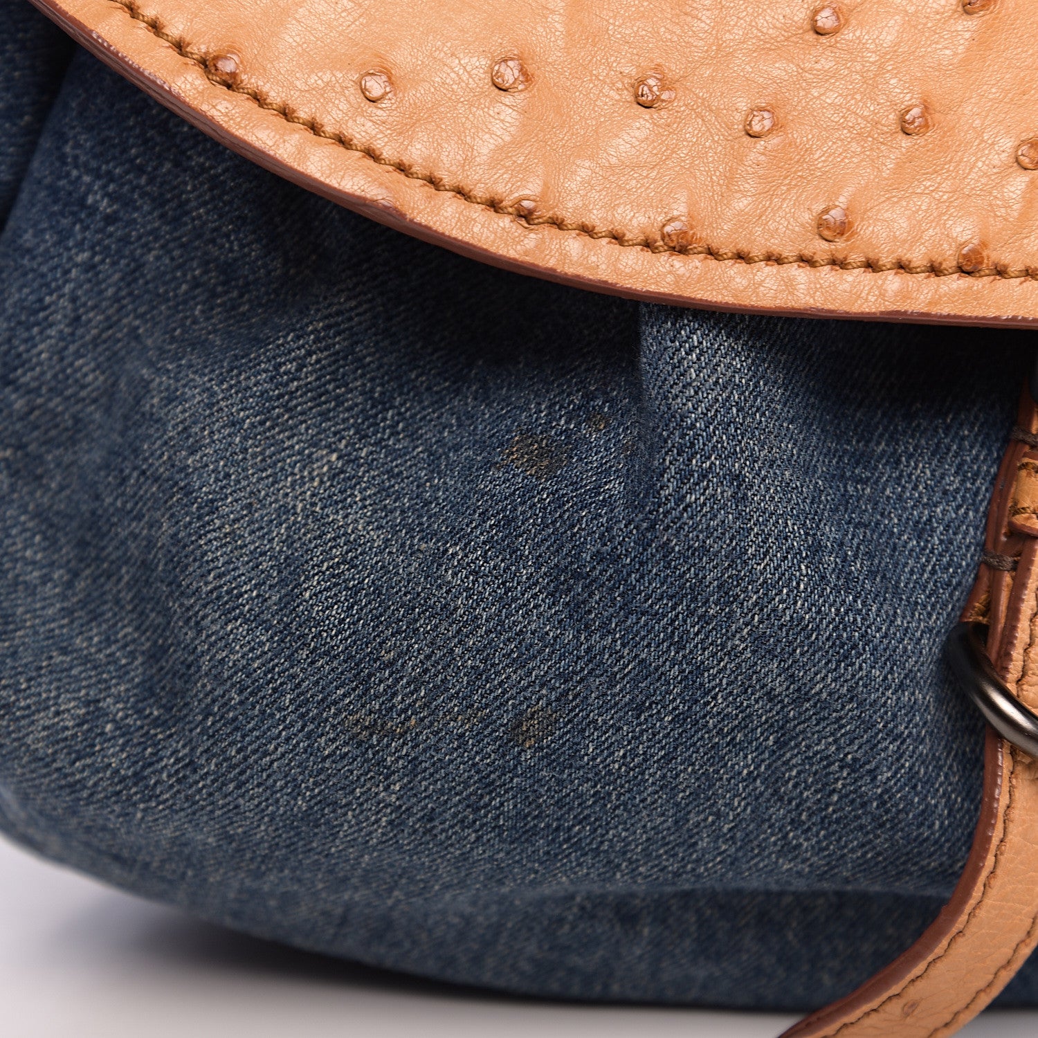 Miu Miu Ostrich Denim Hobo 7 of 10