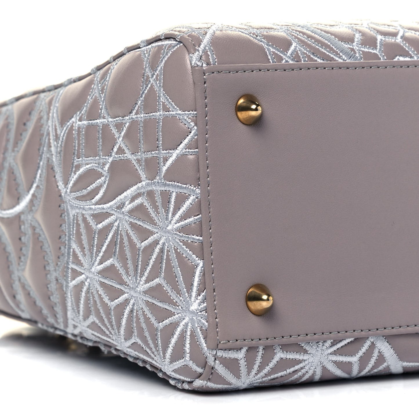 Lambskin Embroidered David Wiseman Medium Art Lady Dior Light Grey