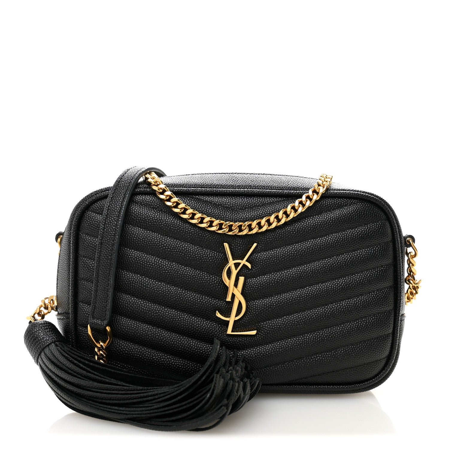Saint Laurent Grain De Poudre Matelasse Monogram Mini Lou Camera Bag Black 1 of 11