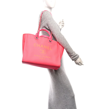 Chanel Mixed Fibers Calfskin Medium Deauville Tote Pink Orange 2 of 12