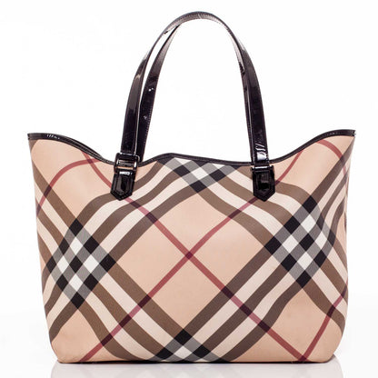 Burberry Patent Trim Nova Check Nickie Tote 4 of 10