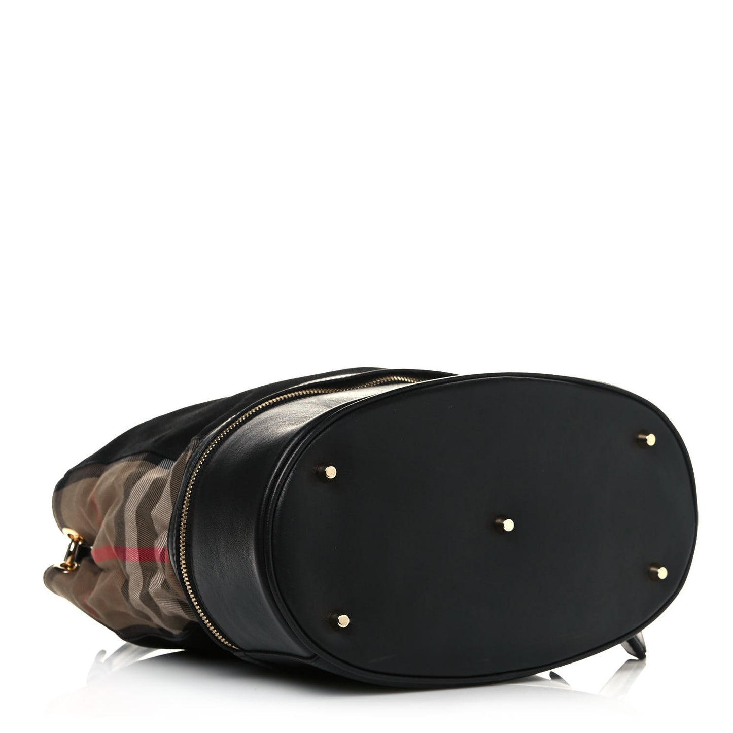 Nubuck Canvas Check Beckett Bucket Bag Black