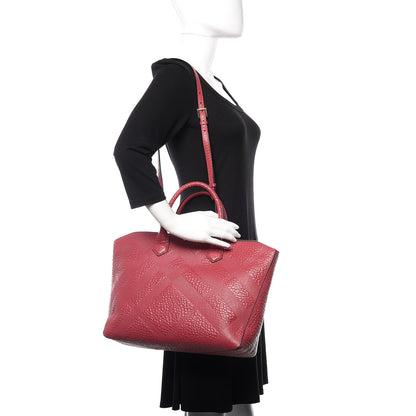 Burberry Heritage Grain Check Embossed Medium Dewsbury Tote Peony Rose 2 of 9