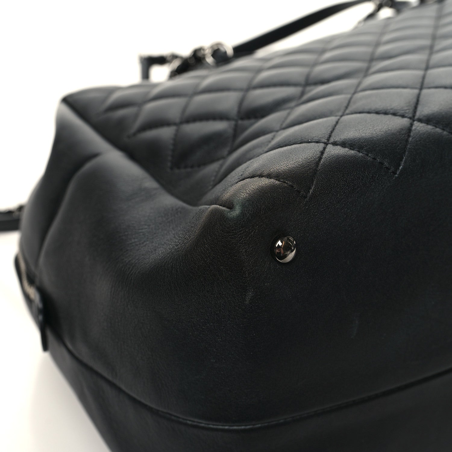 Chanel Calfskin Quilted Feather Weight Bowling Bag Black 11 of 14