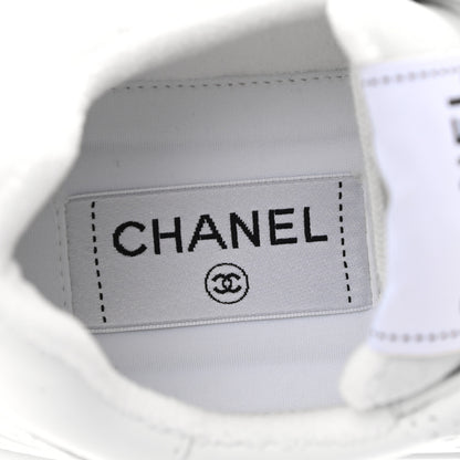 Chanel Grained Calfskin Fabric Womens Logo Sneakers 37.5 White 35 White 7 of 8