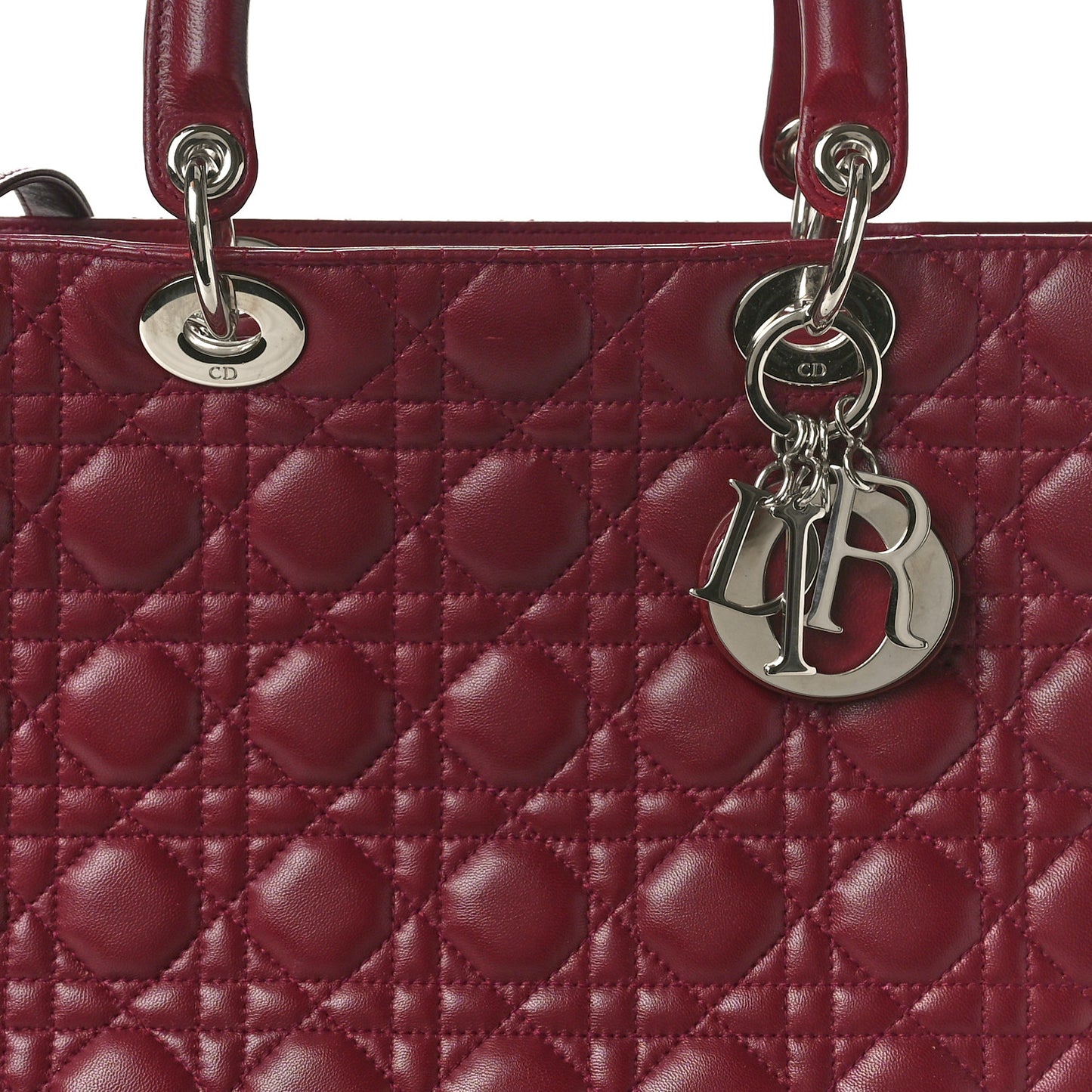 Lambskin Cannage Large Lady Dior Burgundy