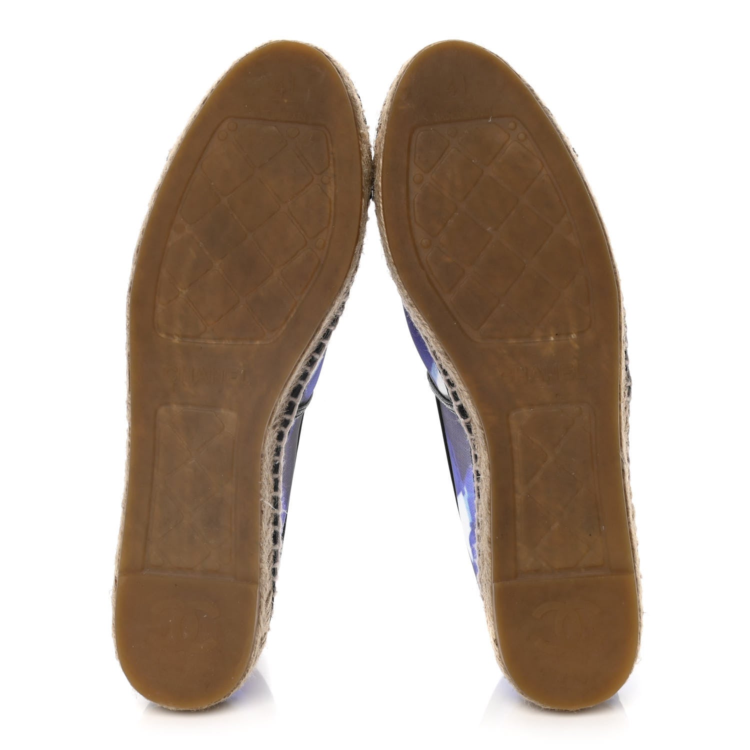 Chanel Mesh Lambskin Check Print CC Espadrilles 41 Blue Black White 7 of 18