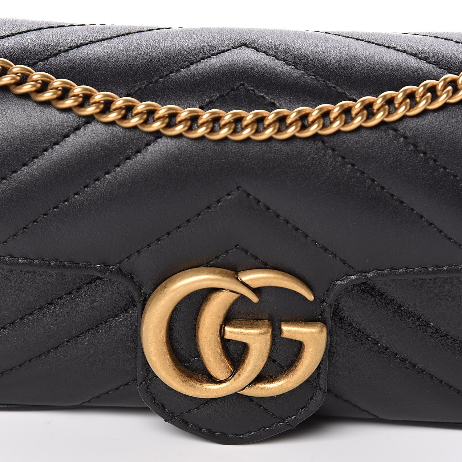 Gucci Calfskin Matelasse Super Mini GG Marmont Shoulder Bag Black 10 of 11