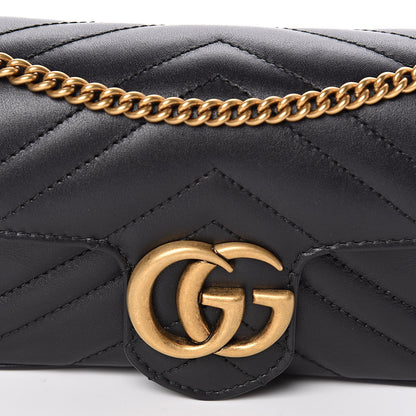 Gucci Calfskin Matelasse Super Mini GG Marmont Shoulder Bag Black 10 of 11