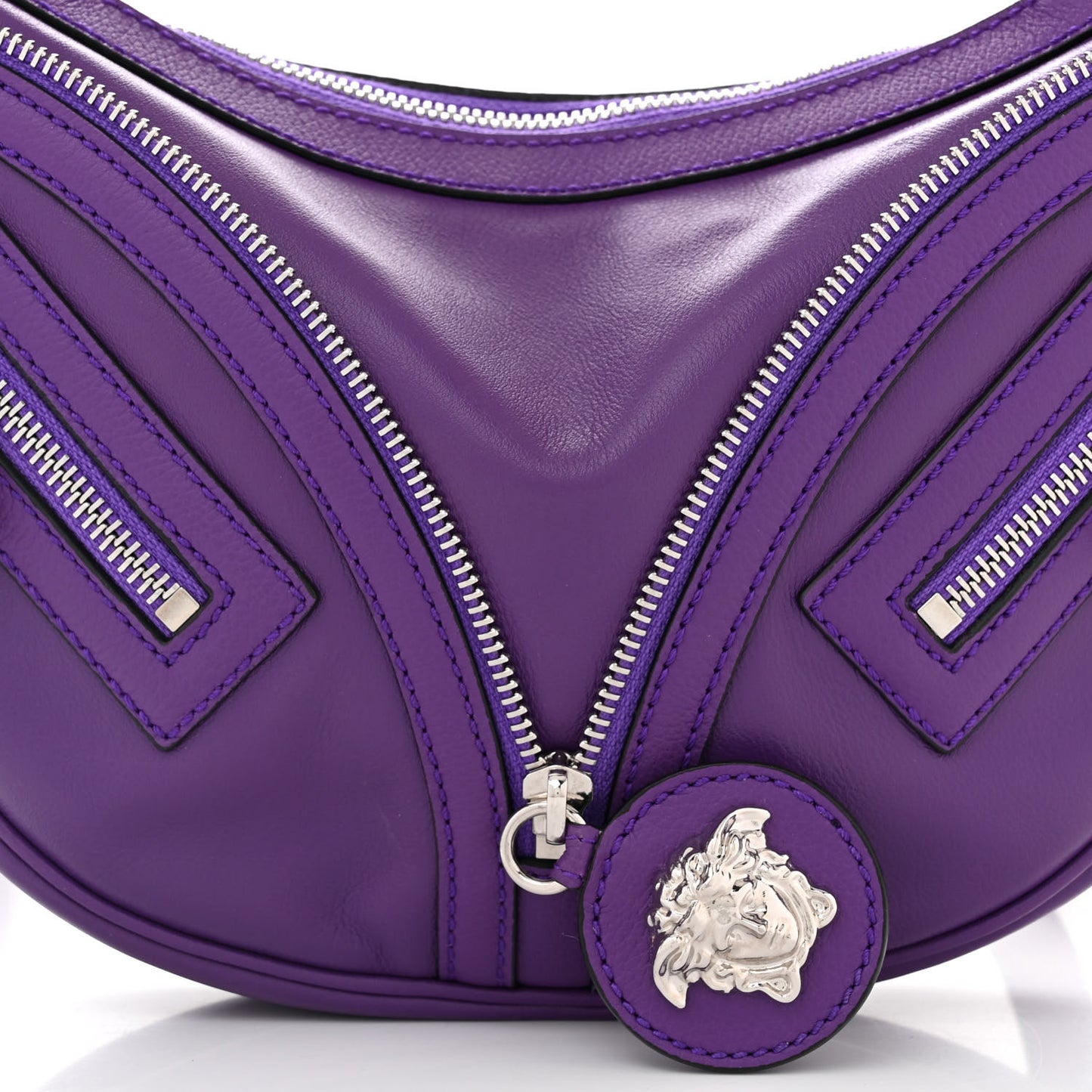 Calfskin Small Repeat Zip Hobo Purple