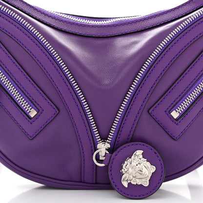 Versace Calfskin Small Repeat Zip Hobo Purple 7 of 9