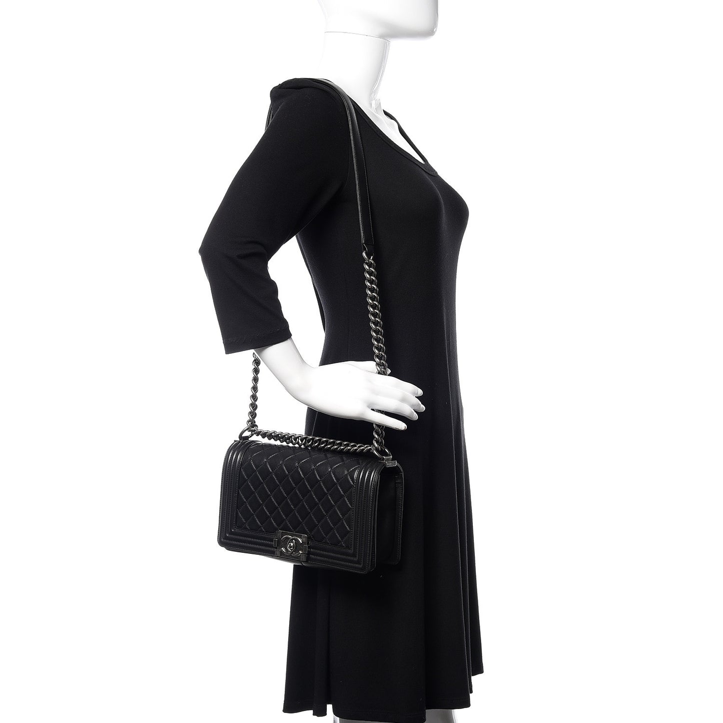 Lambskin Quilted Medium Boy Flap Black