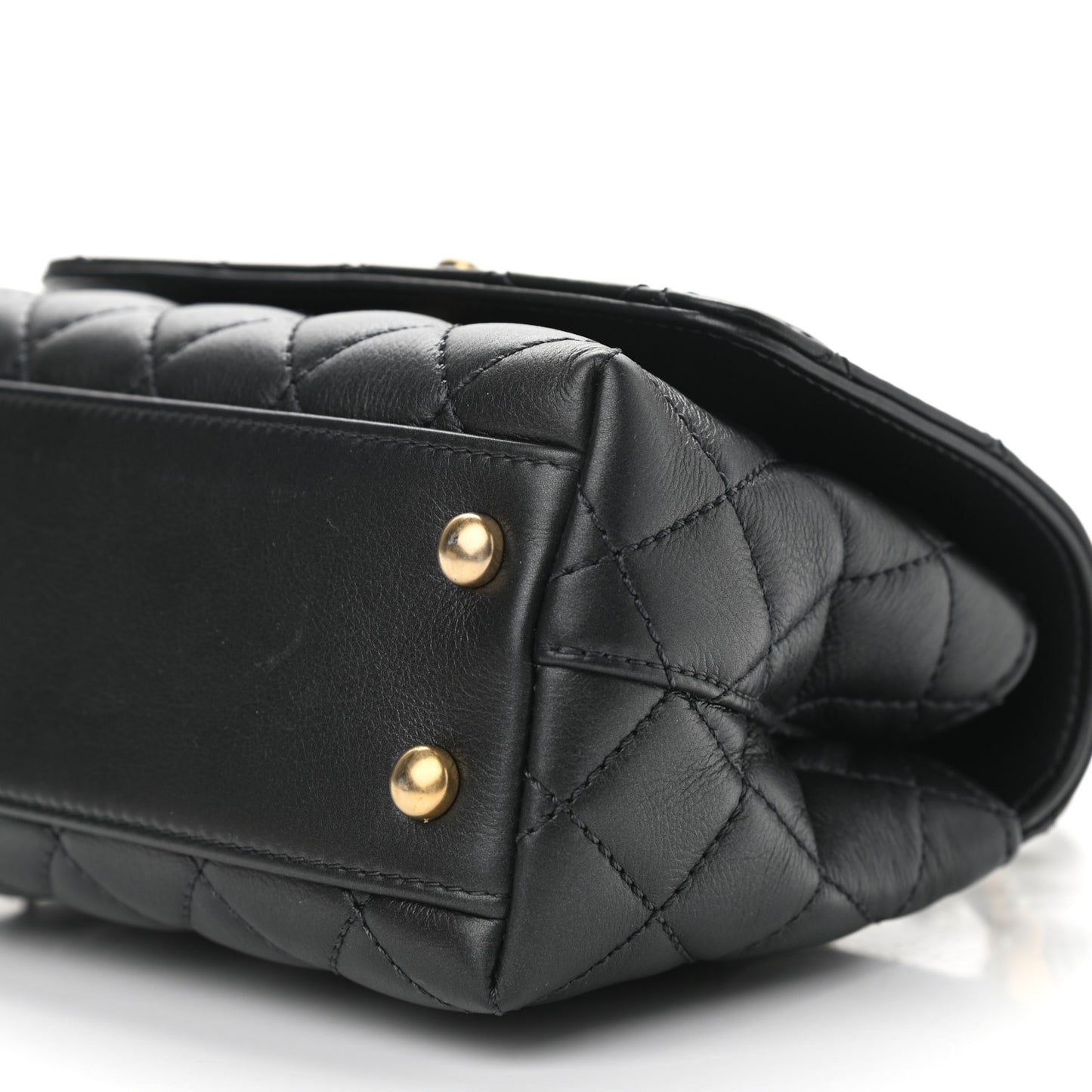 Calfskin Crystal Quilted Extra Mini Coco Handle Flap Black