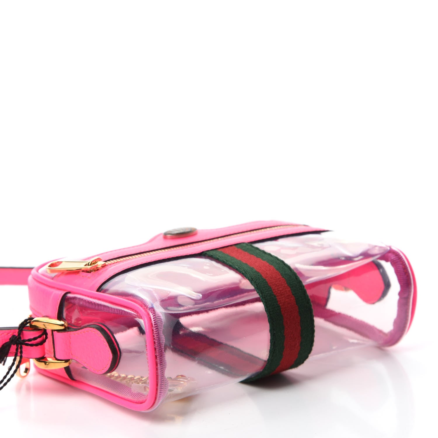 Gucci Vinyl Web Mini Ophidia Transparent Shoulder Bag Fluorescent Fuchsia 4 of 10