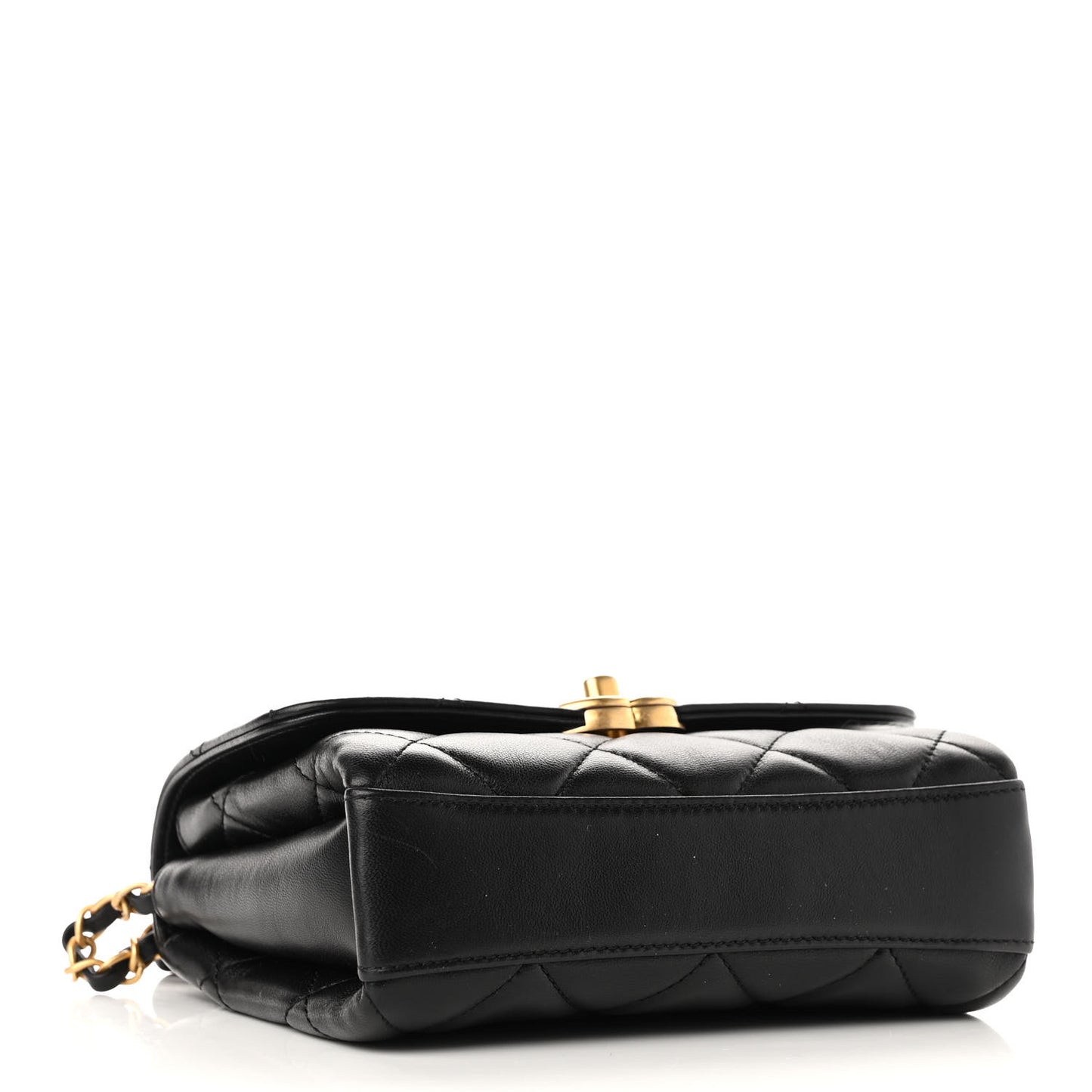 Lambskin Quilted Mini CC Crystal Logo Chain Flap Black