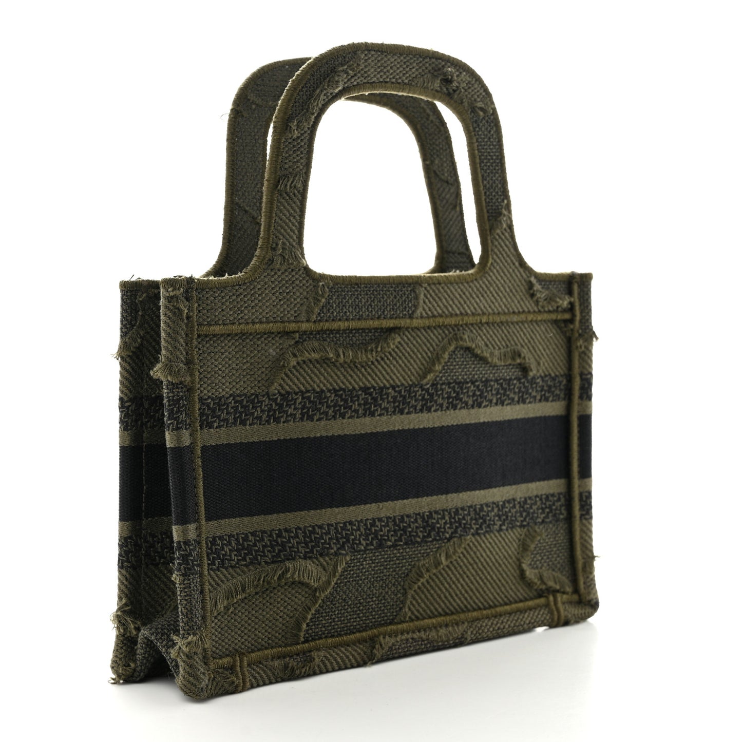 Canvas Embroidered Camouflage Mini Book Tote Green