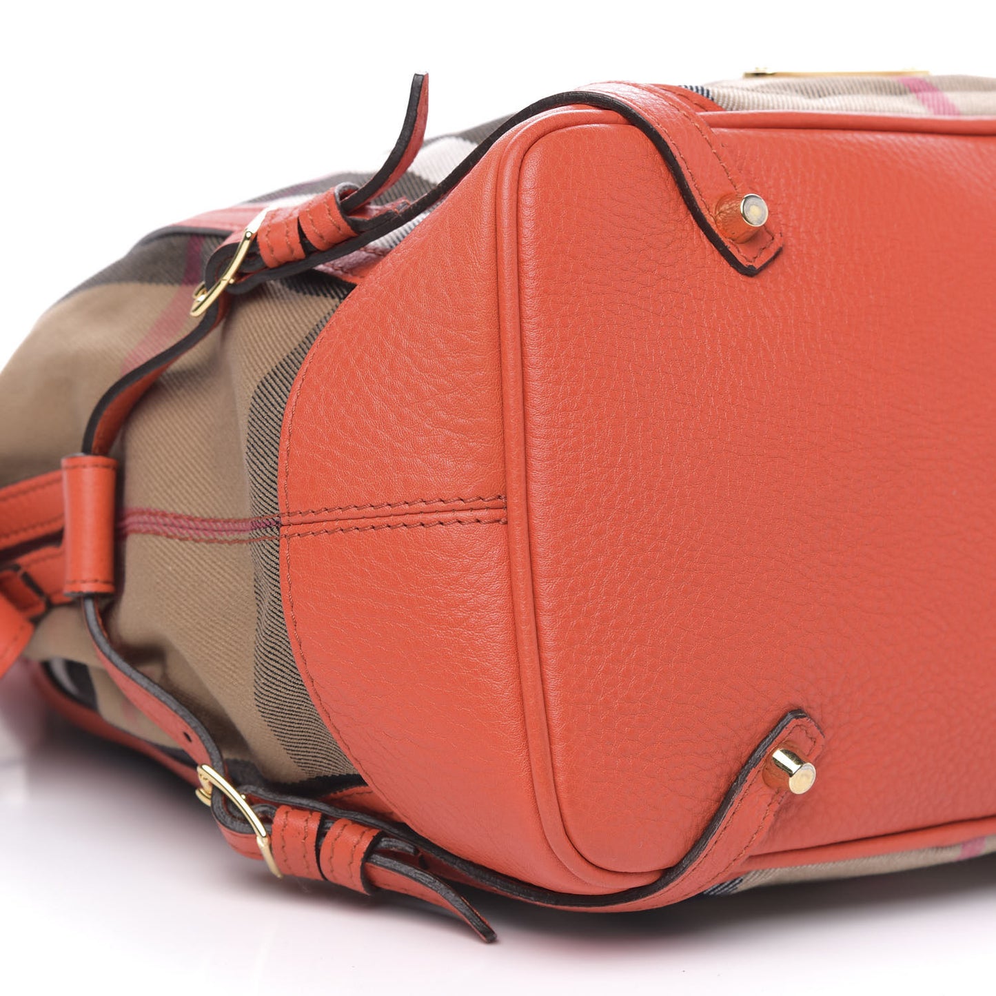 House Check Drawstring Hobo Orange