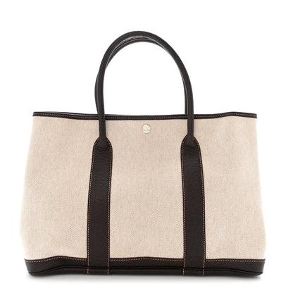 Hermes Buffle Skipper Toile Garden Party 36 MM Tote Marron Fonce 1 of 14